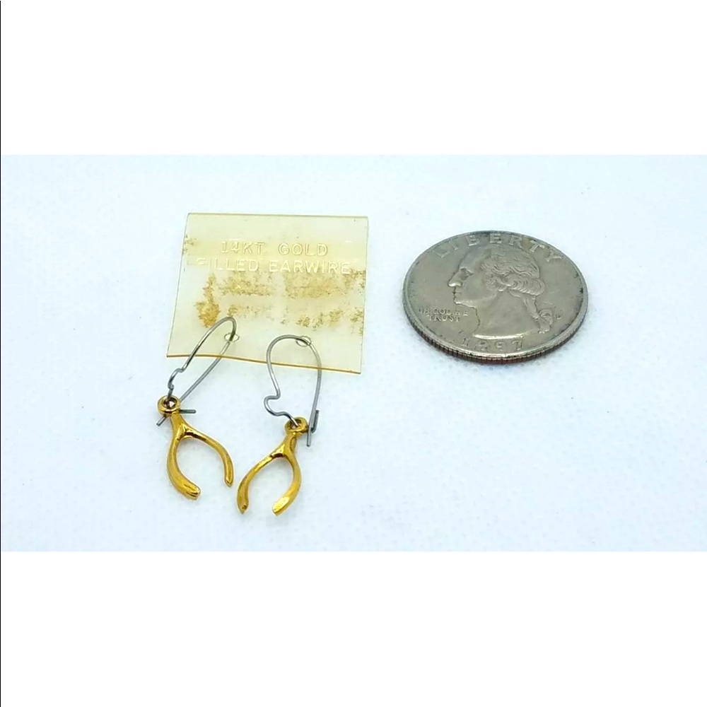 Vintage 14K Gold FILLED Wishbone Dangle Earrings